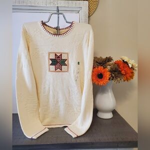 Vintage 90s Cabela's Women's Size M Cristmas Quilt Patch Knit